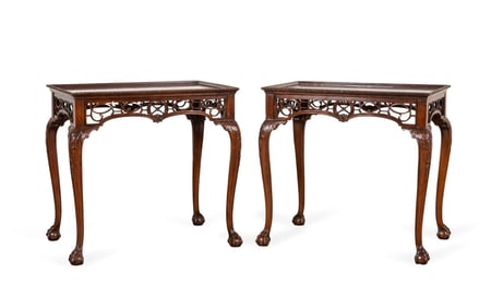 PAIR OF MAHOGANY CHIPPENDALE STYLE END TABLES