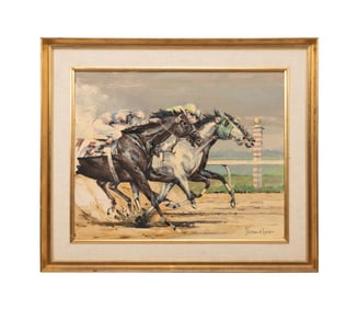 SHERMAN H. RAVESON 'BY A NOSE' OIL ON BOARD