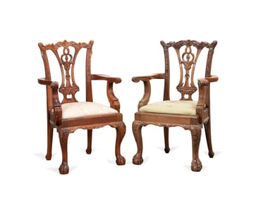 TWO MATCHED CHIPPENDALE STYLE CHILD'S CHAIRS