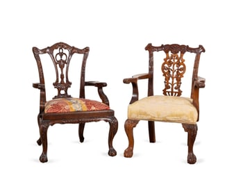 TWO CHIPPENDALE STYLE MAHOGANY CHILD'S CHAIRS