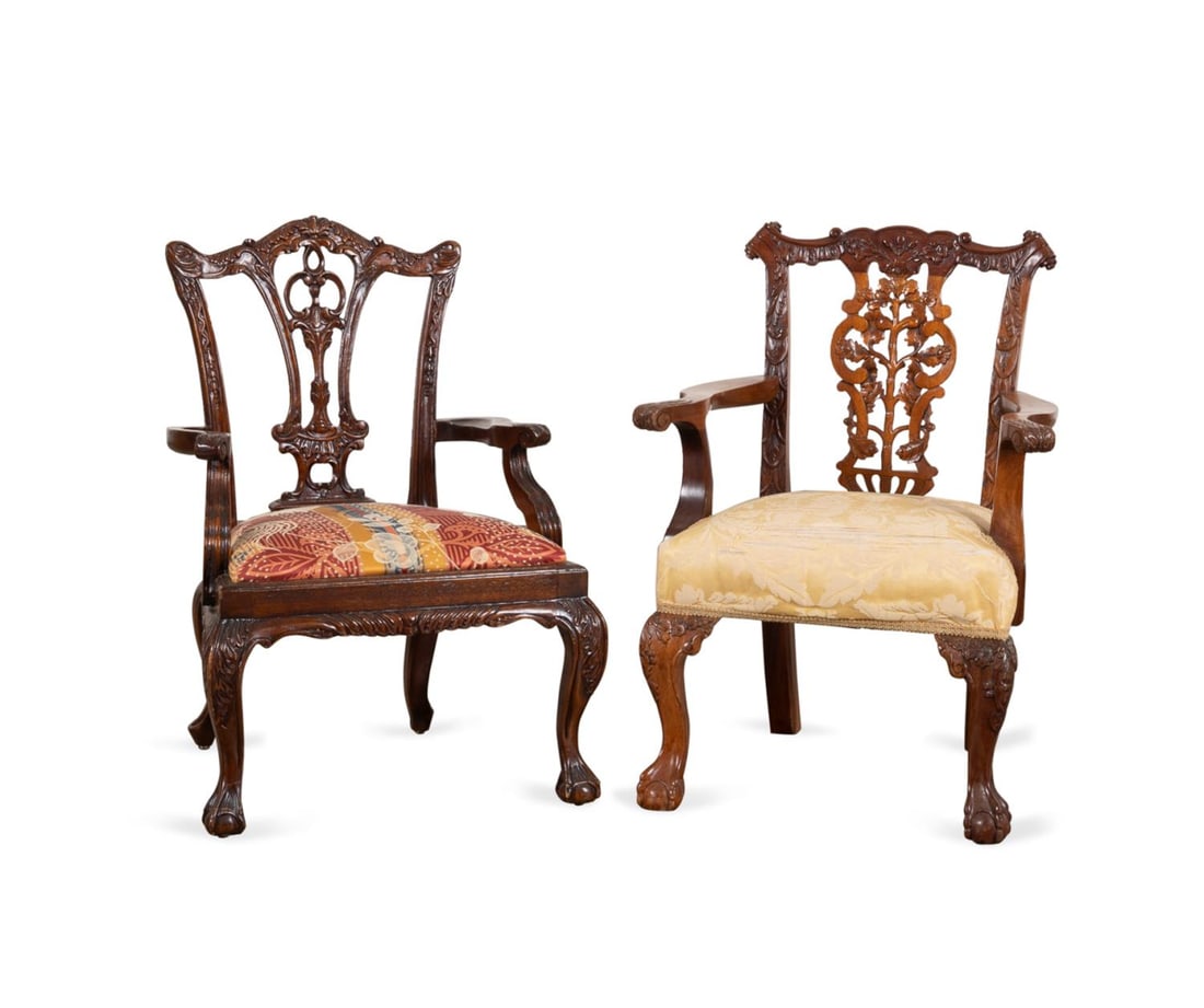 TWO CHIPPENDALE STYLE MAHOGANY CHILD'S CHAIRS (1 of 6)