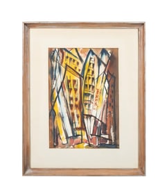 STEFFEN THOMAS 'CAFE EROS' WATERCOLOR ON PAPER