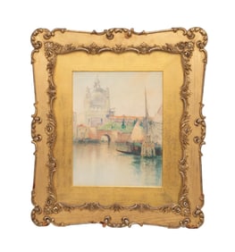 FRANK A. BICKNELL VENETIAN SCENE WATERCOLOR