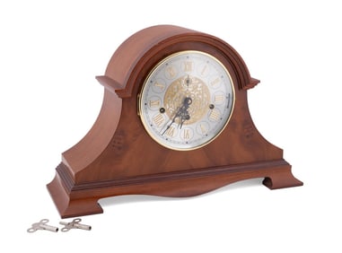 COMITTI OF LONDON WALNUT DOME TOP MANTLE CLOCK