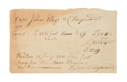 REVOLUTIONARY WAR CAPT JOHN FLAGG SIGNED RECEIPT