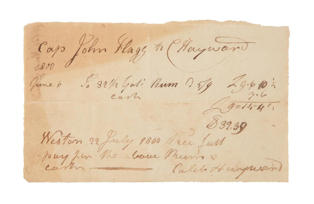 REVOLUTIONARY WAR CAPT JOHN FLAGG SIGNED RECEIPT (1 of 2)