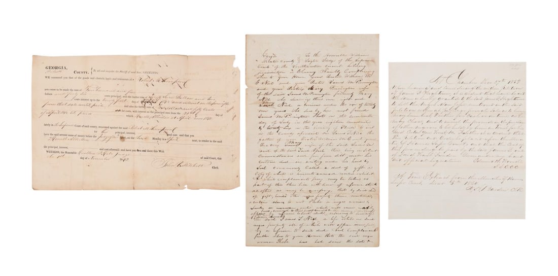 THREE SLAVE RELATED DOCUMENTS FROM GEORGIA (1 of 4)