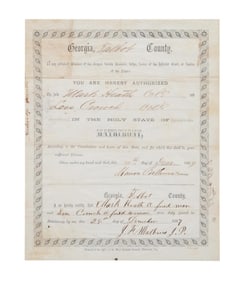 MARRIAGE LICENSE & CERTIFICATE FREED MAN AND WOMAN