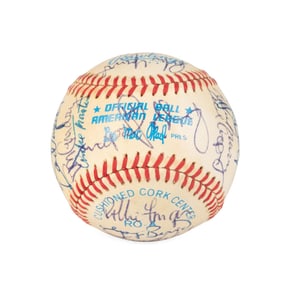 BASEBALL 27 SIGNATURES INCLUDING 13 HALL OF FAMERS