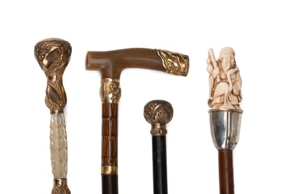 VINTAGE ACCESSORIES: 3 CANES & PARASOL FRAME