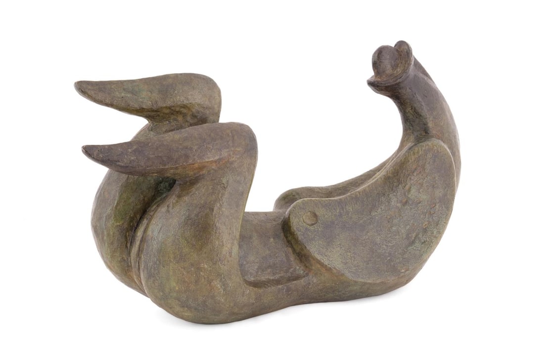 MODERN BRONZE RECLINING NUDE, SIGNED: 20th century. Untitled - Abstract Reclining Nude - 1998, bronze, signed and dated 'Jorge, '98' to LC. Approximate dimensions: h. 9", w. 16", d. 5".