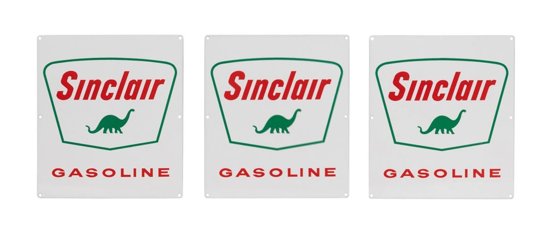 THREE SINCLAIR GASOLINE PORCELAIN PUMP PLATE SIGNS (1 of 3)