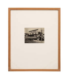 JOHN COLLIER, MAINE STORE FRONT, 1940S GELATIN: John Collier, Jr. (American, 1913-1992). "Alphee J. Nadeau Funeral Home, Fort Kent, Maine" - negative 1942, printed circa 1942, gelatin silver print, apparently unsigned, label to verso for The Collec