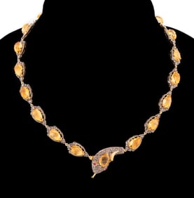 CITRINE QUARTZ & DIAMOND SERPENT NECKLACE
