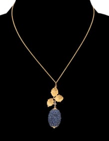 BLUE SAPPHIRE & DIAMOND PENDANT NECKLACE