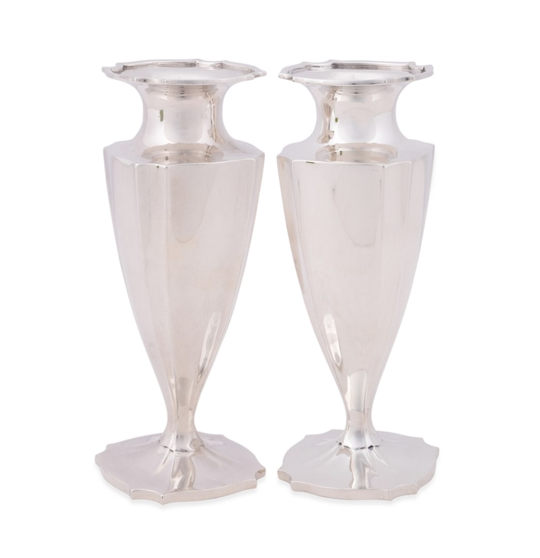 PAIR OF GORHAM MFG. CO. STERLING BUD VASES, 1911 (1 of 7)
