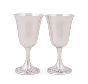 PAIR OF GORHAM 'STRASBOURG' STERLING GOBLETS