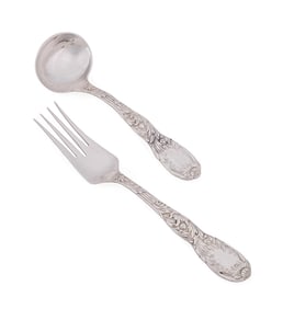 TIFFANY & CO. 'CHRYSANTHEMUM' MEAT FORK AND LADLE