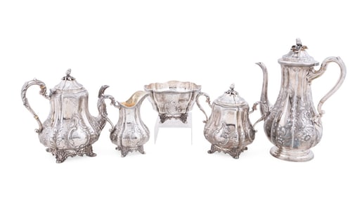5 PIECE AMERICAN SILVER TEA AND COFFEE SERVICE
