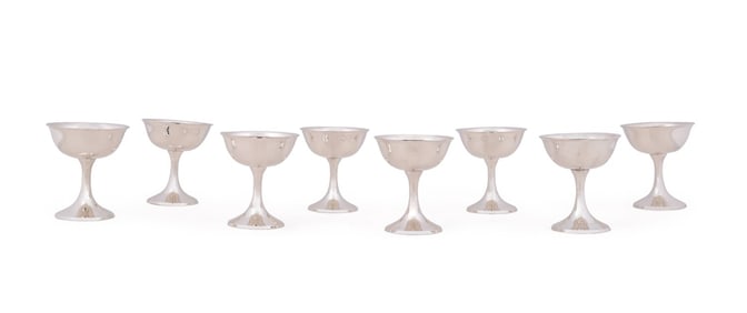 SET OF EIGHT MANCHESTER SILVER CO. STERLING COUPES
