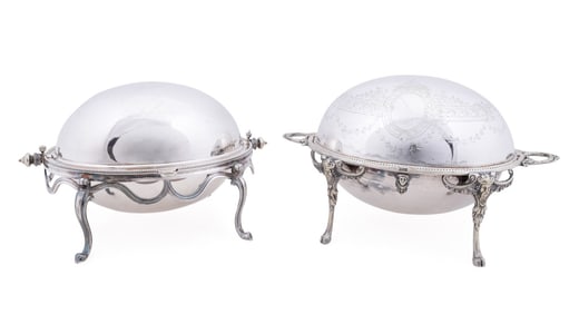 2 ENGLISH SILVERPLATE DOMED BREAKFAST SERVERS