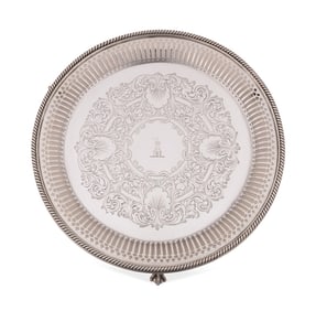 VICTORIAN STERLING SILVER ARMORIAL SALVER, 1863