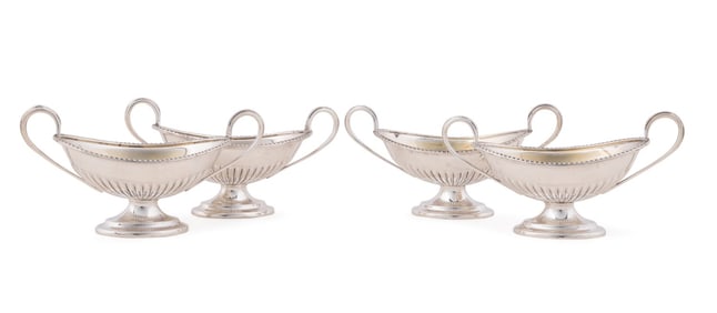 SET OF FOUR EDWARD VII SALT CELLLARS, 1908-09