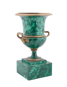 EMPIRE STYLE BRONZE MOUNTED MALACHITE URN