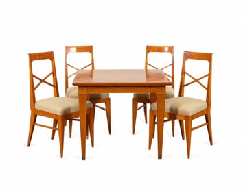 4 AUSTRIAN ART DECO CHAIRS AND A DINING TABLE