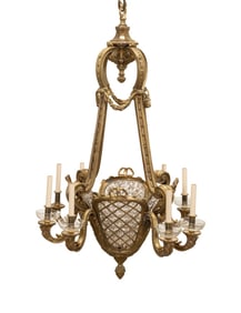 BELLE EPOQUE GILT BRONZE BASKET CHANDELIER C. 1900