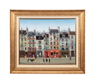 MICHEL DELACROIX 'MUSICIENS DE RUE' OIL ON CANVAS