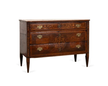 18TH C. ITALIAN NEOCLASSICAL WALNUT INLAID COMMODE