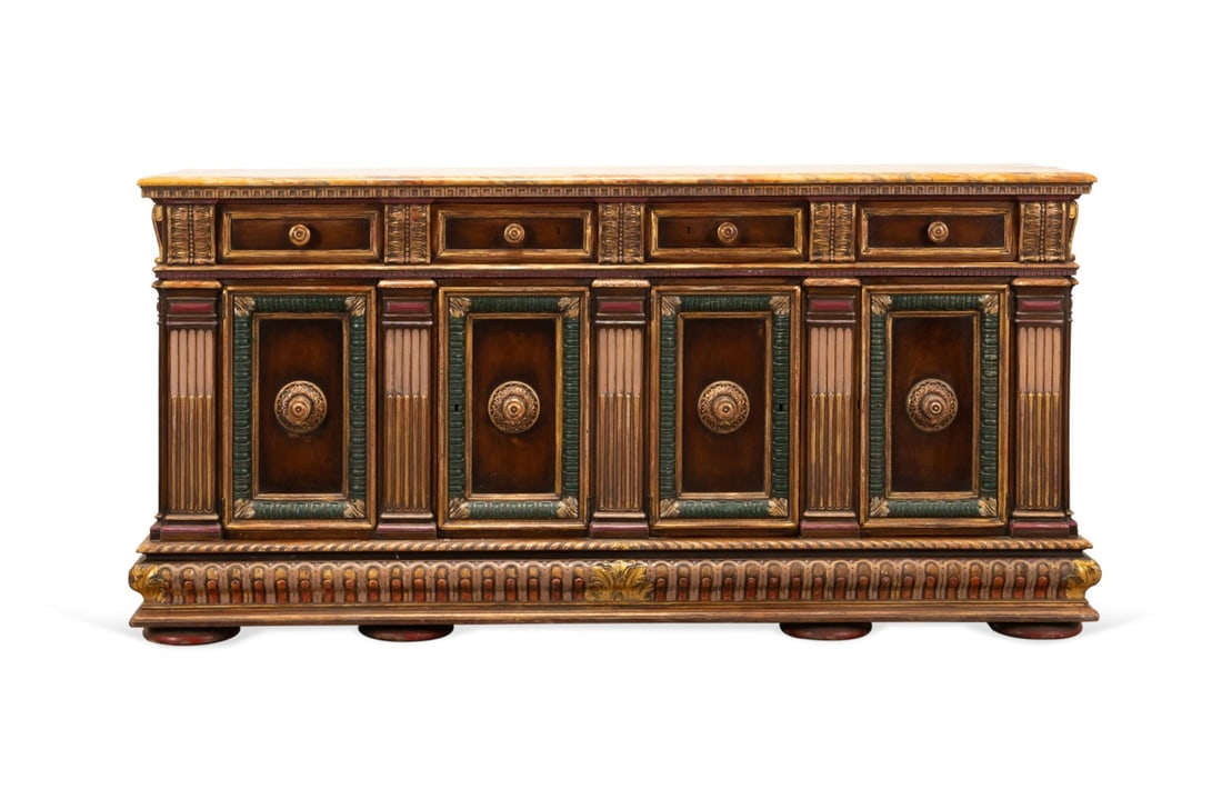 BAROQUE STYLE POLYCHROME DECORATED CREDENZA (1 of 6)