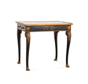 19TH C. NAPOLEON III BRASS INLAY EBONY SIDE TABLE