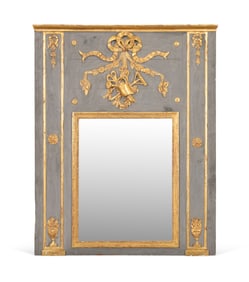 18TH C. LOUIS XVI PARCEL GILT TRUMEAU MIRROR