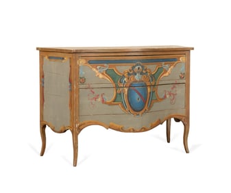19TH C. ITALIAN POLYCHROME PAINTED ARMORIAL CHEST