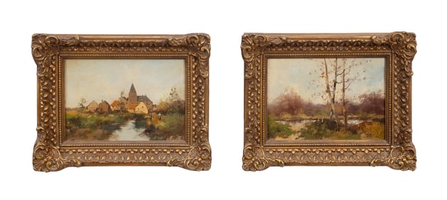 EUGENE GALIEN-LALOUE IMPRESSIONIST LANDSCAPES, O/B