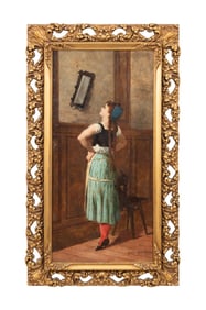 JB BERTRAND 19TH C. DOMESTIC GENRE SCENE, OIL