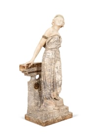 DANTE ZOI, MARBLE SCULPTURE OF A MAIDEN, C. 1910