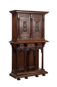 RENAISSANCE REVIVAL MAHOGANY CRENDENCE CUPBOARD