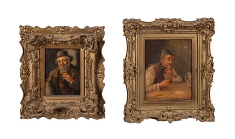 2 19TH C. GERMAN GENTLEMEN OIL PORTRAITS