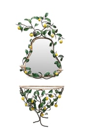 ITALIAN TOLE LEMON TREE MIRROR AND CONSOLE
