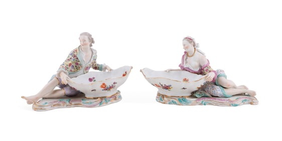 PR OF FIGURAL MEISSEN SWEETMEAT DISHES, 1815-1924