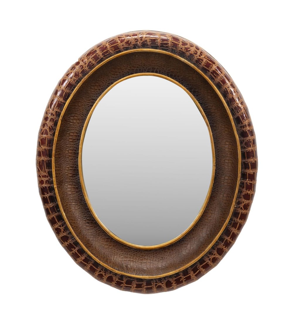 OVAL FAUX CROCODILE MIRROR, MANNER MAITLAND-SMITH (1 of 3)