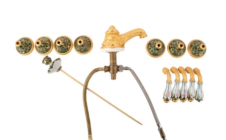 17 PC SHERLE WAGNER BATHROOM CHINOISERIE HARDWARE