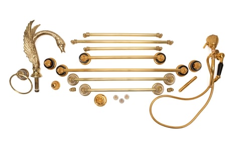 34 PIECE COLLECTION OF PHYLRICH BATHROOM HARDWARE