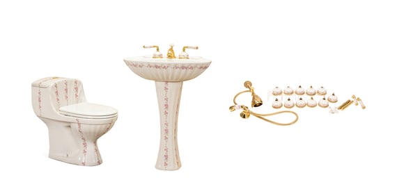 20 PC PORCHER FLORAL SINK, TOILET, AND FIXTURES