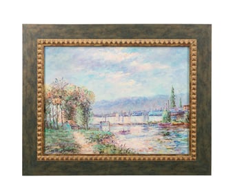 JOHN CLYMER IMPRESSIONIST RIVER SCENE, OIL