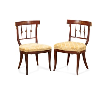 PR OF CLASSICAL KLISMOS GRAIN PAINTED SIDE CHAIRS