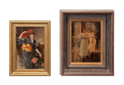 EUROPEAN SCHOOL, FIGURAL LITHOGRAPHS ON GLASS
